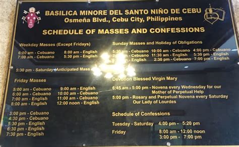 mass schedule cebu|Sto Nino .